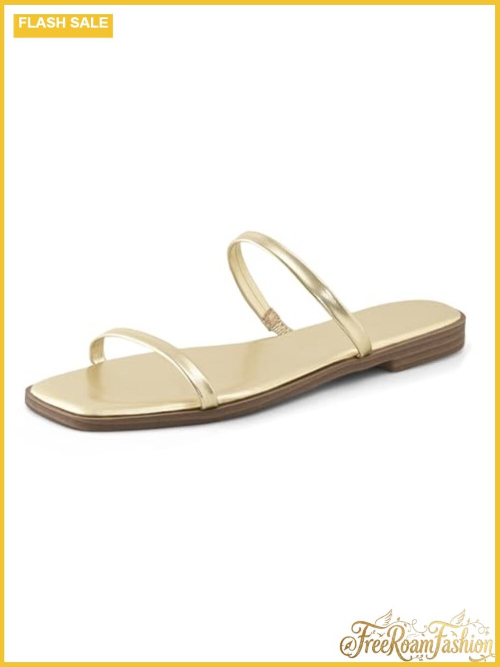 Strappy Flat Sandals Women Slip On Square Open Toe Slides